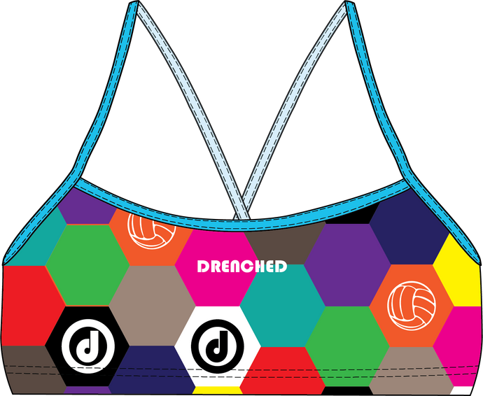 DRENCHED HEXAGON Thin Strap Bikini Top