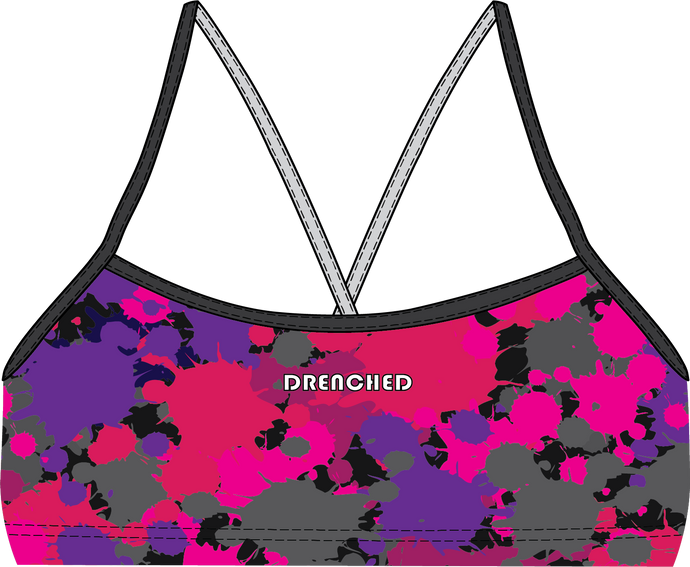 PINK CAMO Thin Strap Bikini Top