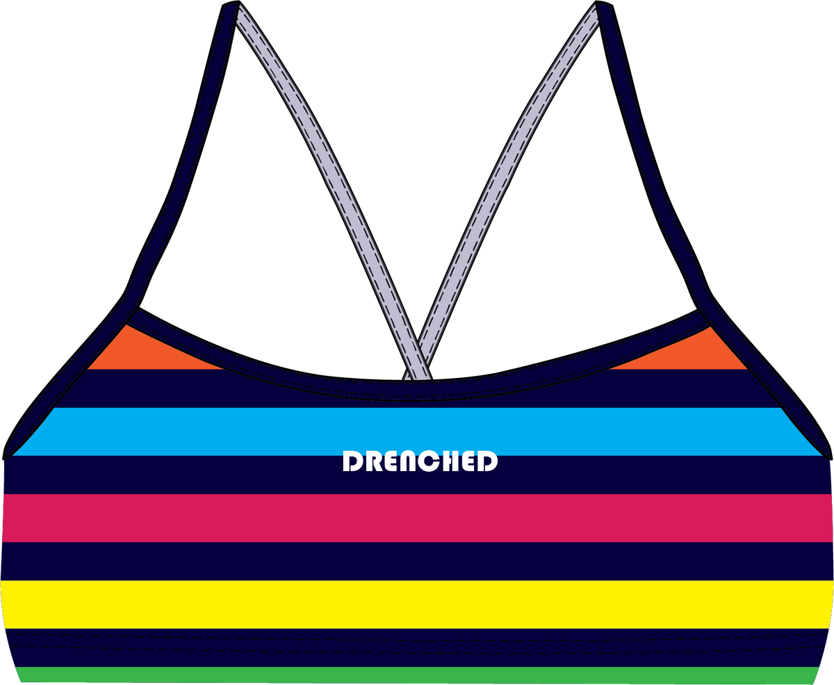 RAINBOW STRIPES Thin Strap Bikini Top