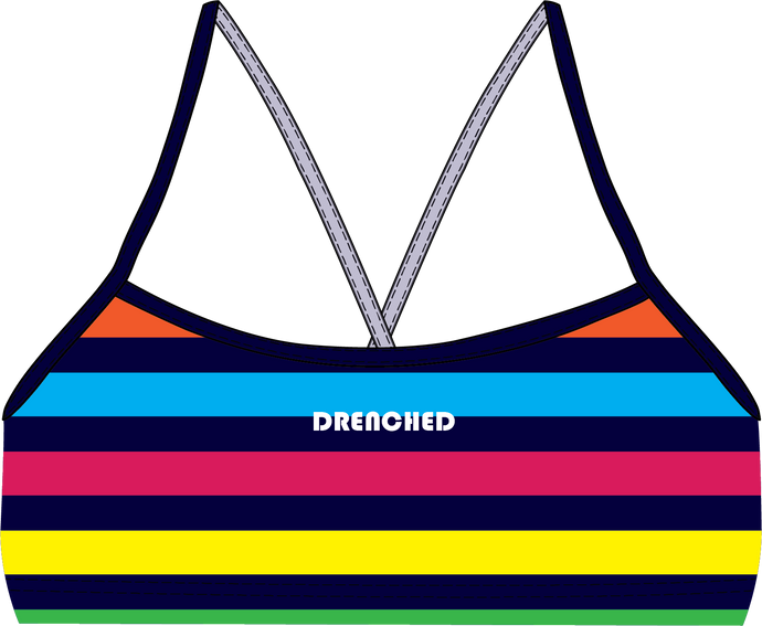 RAINBOW STRIPES Thin Strap Bikini Top