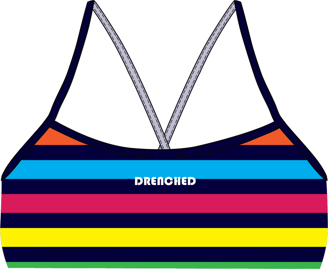RAINBOW STRIPES Thin Strap Bikini Top